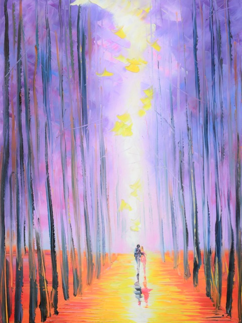 Tranh Sơn Dầu Tình Yêu Màu Tím